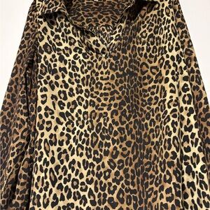 Anne Klein Brown and Black Trench Coat Leopard Print